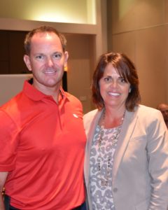 Florida GCSA’s immediate past-president David Dore-Smith with executive director Jennifer Bryan after a presentation to mark her 10th anniversary with the association.