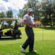 Photos by Cheyenne Boone/The Herald Buffalo Trace Golf Course Superintendent Philip Volz spreads Bermuda grass seeds at the course in Jasper on Tuesday. He has worked at the course for 39 years and will retire in August. "Out of the 39 years I've worked here, I've only been hit with a golf ball once," Volz said.