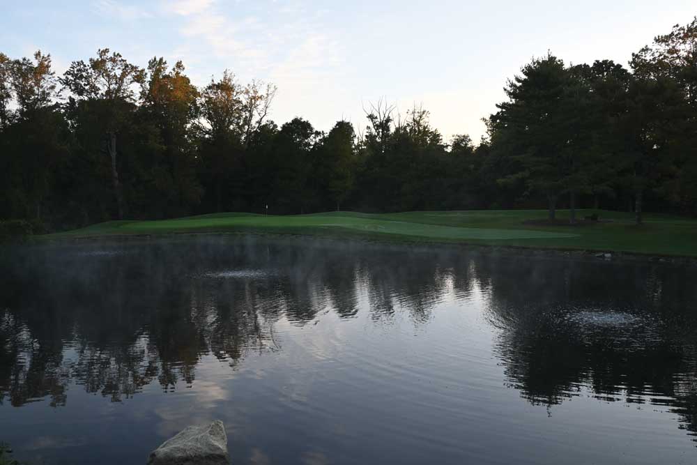 Photo of the third hole with air diffusers seen in the pond