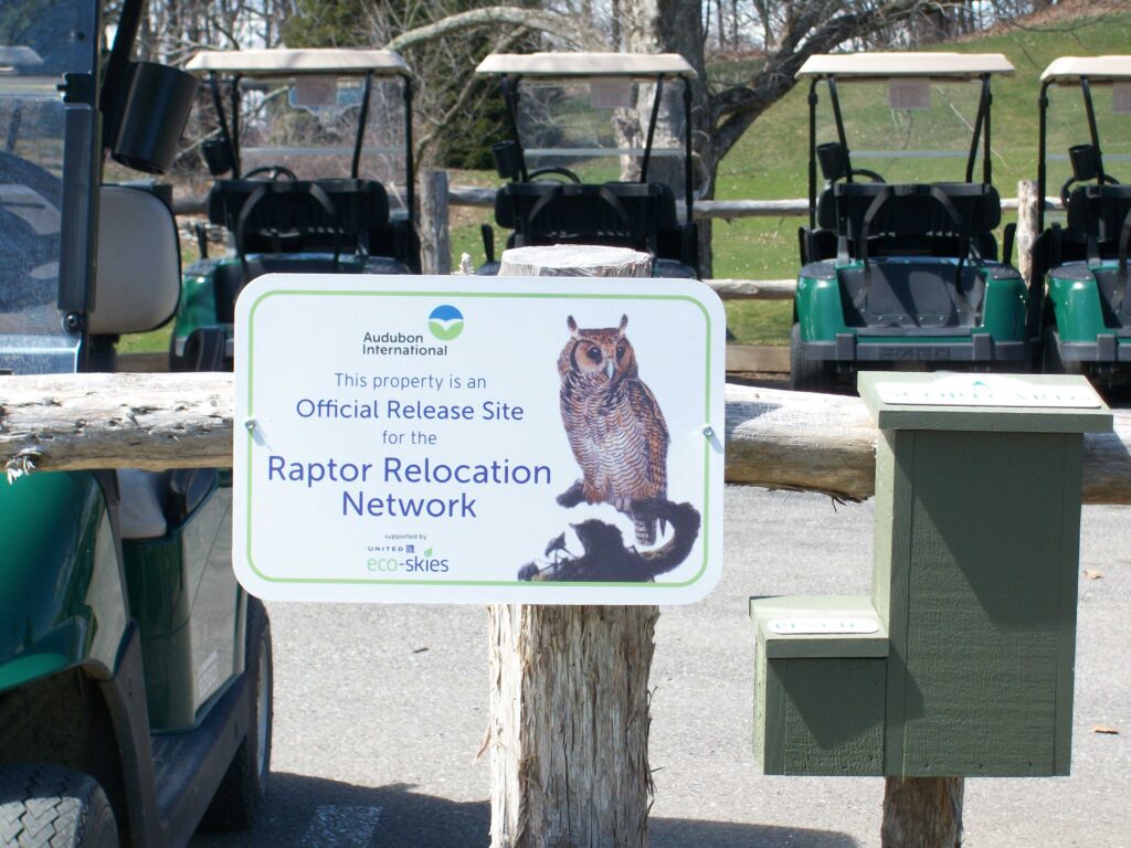 Official Raptor Release Network Sign at Mohonk Golf Course in New York. (Photo supplied by Audubon International)