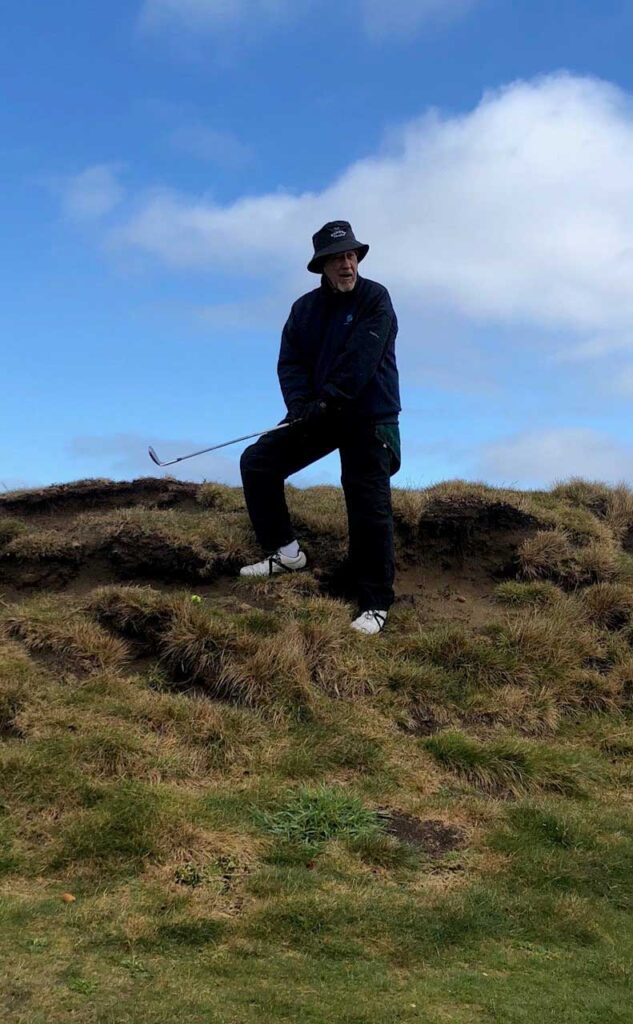 Dr. Joe Has a Tough Lie during a round at Bandon Dunes (Photo courtesy of Dr. Bryan Williams)