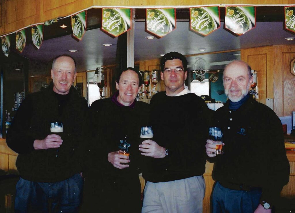 In an Irish Pub after Golf (left to right) - Drs. Joe Gruss, Mike Mitchell, Ken Jaffe & Bryan Williams (Photo Courtesy of Eve & Jennie Gruss)