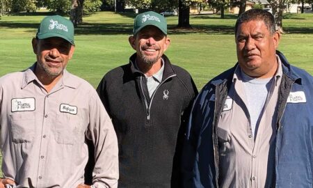 Left to right: Cuco Campos, Foreman North Course, Superintendent Jeff Sutherland, GCSAA, and Jose Campos, Foreman South Course.