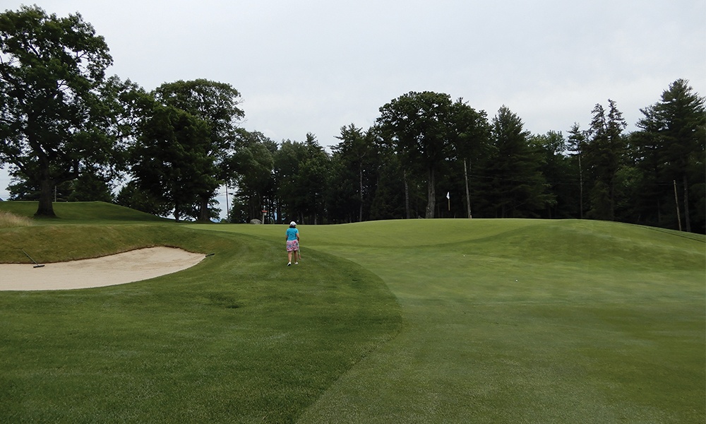 THE FIERCE CONTOURS OF THE PAR-3 17TH. Photo by Brad Becken