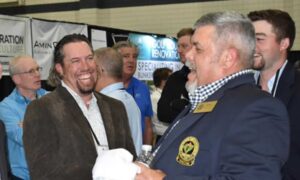 The trade show was full of laughter and broad smiles like these shared between Bruce Martin, from Tanglewood Park, and Carolinas GCSA director, Daryl Ewing, from Carolina Lakes Golf Club.