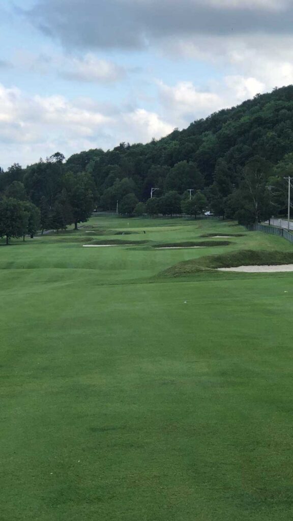 Bunkers pepper the fourth fairway - Leatherstocking Golf Course