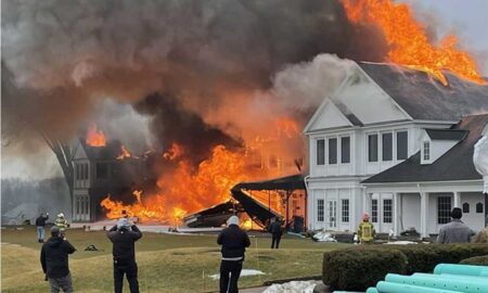 The scene at Oakland Hills Country Club: the fire is enormous. Twitter @BradGalli