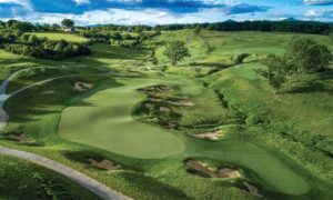 THE DOUBLE GREEN AT 13 AND 15 AT BALLYHACK