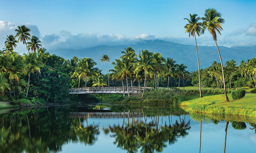 Guests can view the El Yunque Rain Forest from the golf course at the St. Regis Bahia Beach Resort.