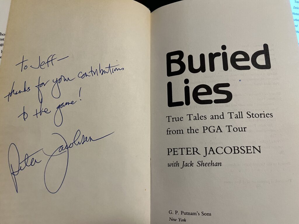 Peter Jacobsen's Signed Book for Jeff Shelley