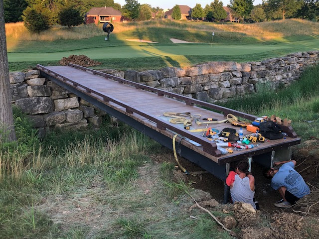 50' X 6' Fiberglass Bridge, Flat Profile, Timber Model from Links Bridges