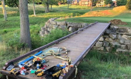 The fiberglass bridge was delivered ready for immediate installation