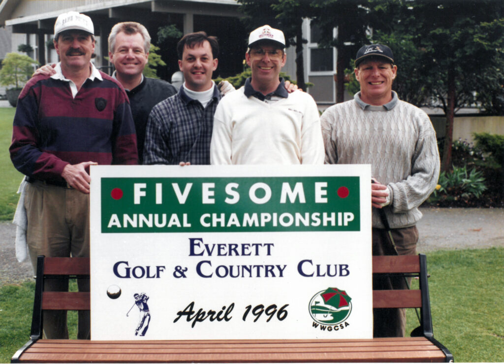 Bruce Christy (middle) with Sand Point CC Group at Fivesome Tournament