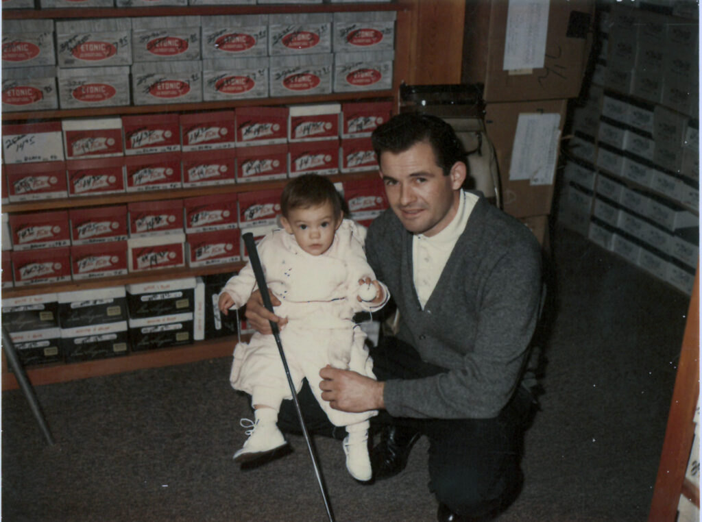 George Christy Holding Daughter Karen at Puetz Driving Range in Seattle