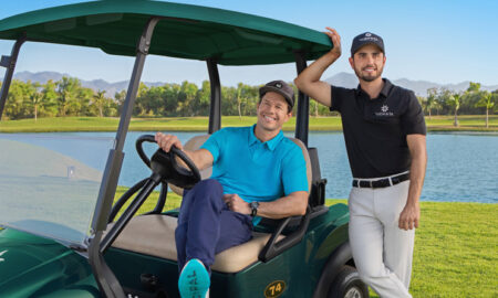 Hollywood actor Mark Wahlberg and professional golfer Abraham Ancer