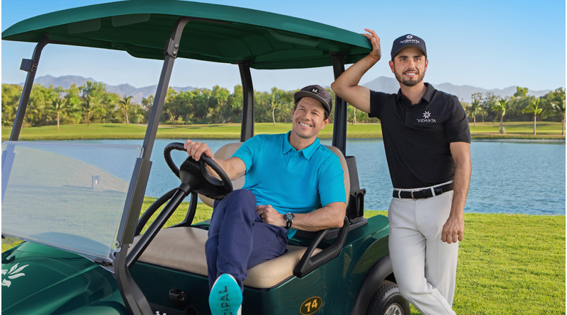 Hollywood actor Mark Wahlberg and professional golfer Abraham Ancer