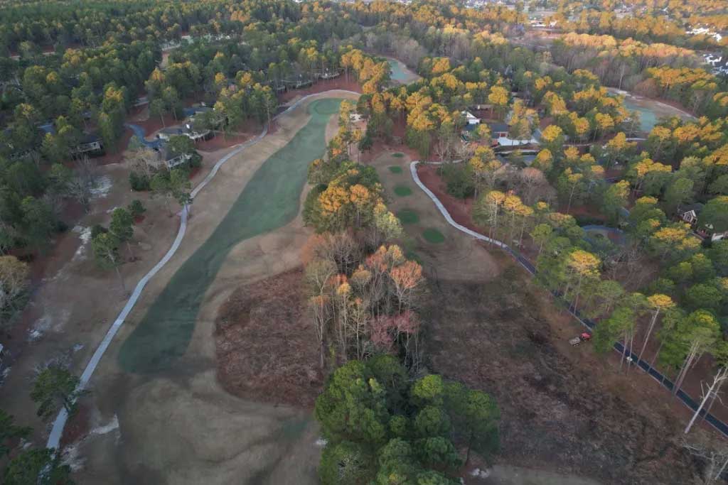 Aerial view of hole 1(Left) and 8 Tee Box (Right)