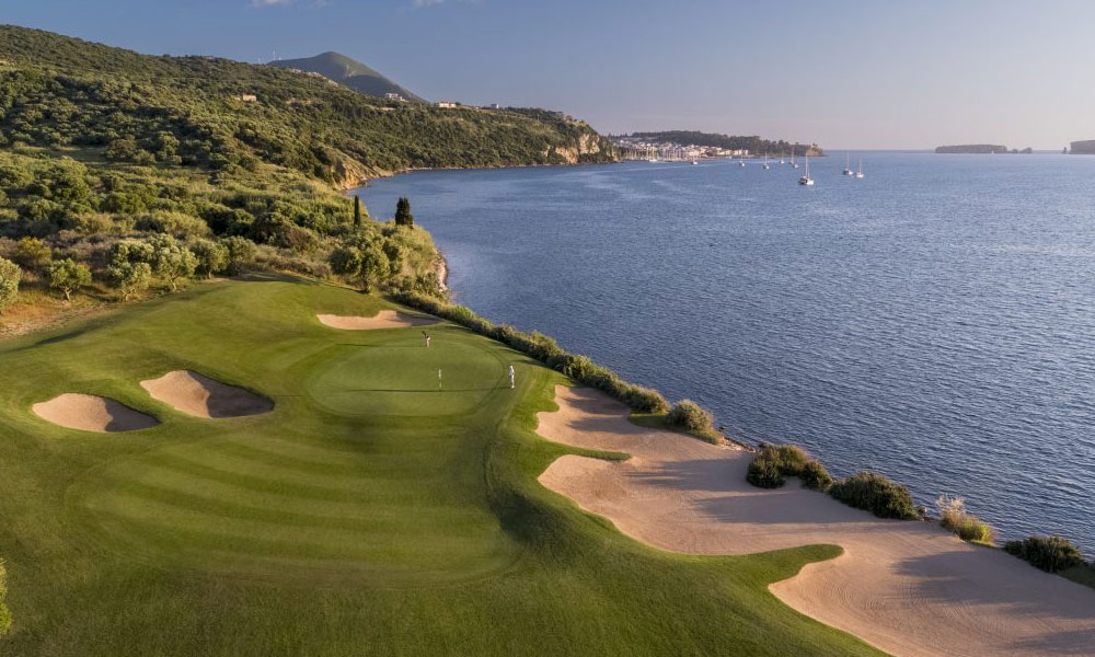 Aerial view of The Bay Course at Costa Navarino