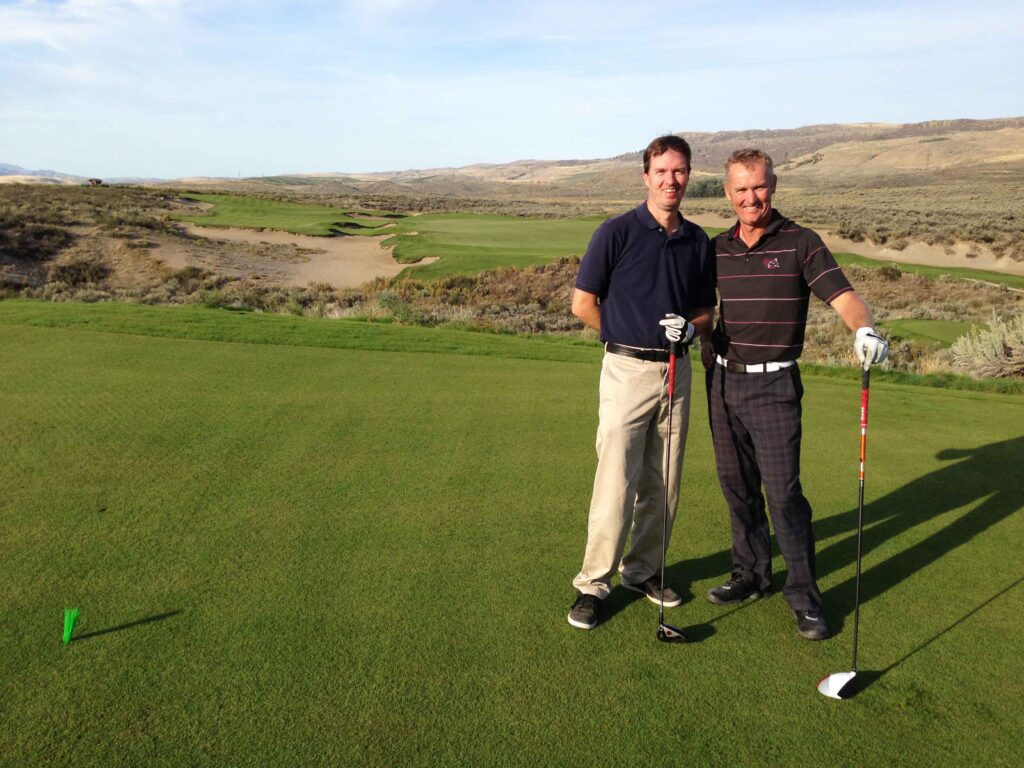 Golf Writer Tony Dear & David McLay Kidd at Gamble Sands