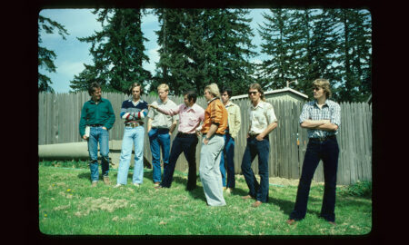 Photo of Cook’s first turf class in 1978 at Oswego Lake CC hosted by super Dick Fluter. Left to right: Tom Flaherty, John Ford, Bruce Faddis, Fluter, Tom Christy, Rick Christenson, Dave Parker and Andy Soden. All became supers except Rick and Dave, who went into landscape construction and maintenance.