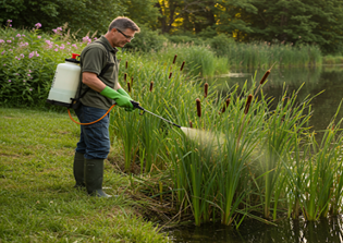 Spraying Cattails