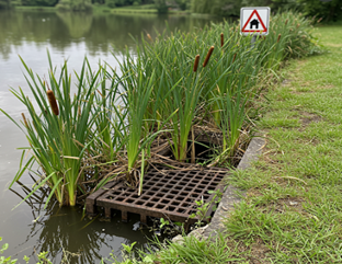 cattails in grate