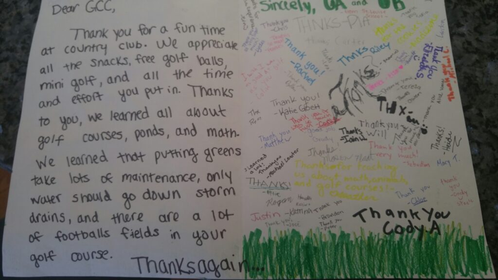 Thank You Note after Glendale Field Trip