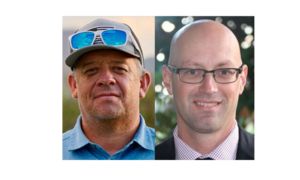 Ryan Standifird, golf course superintendent Longbow Golf Course and Kurtis Wolford, director of course maintenance at both Ancil Hoffman Golf Course and Campus Commons Golf Course