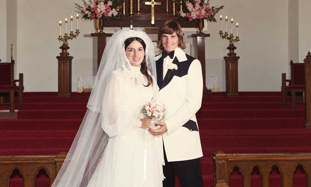 Matt and Renna on their wedding day in 1974—just before 52 years of love, laughter and more than a few adventures in the golf course industry.